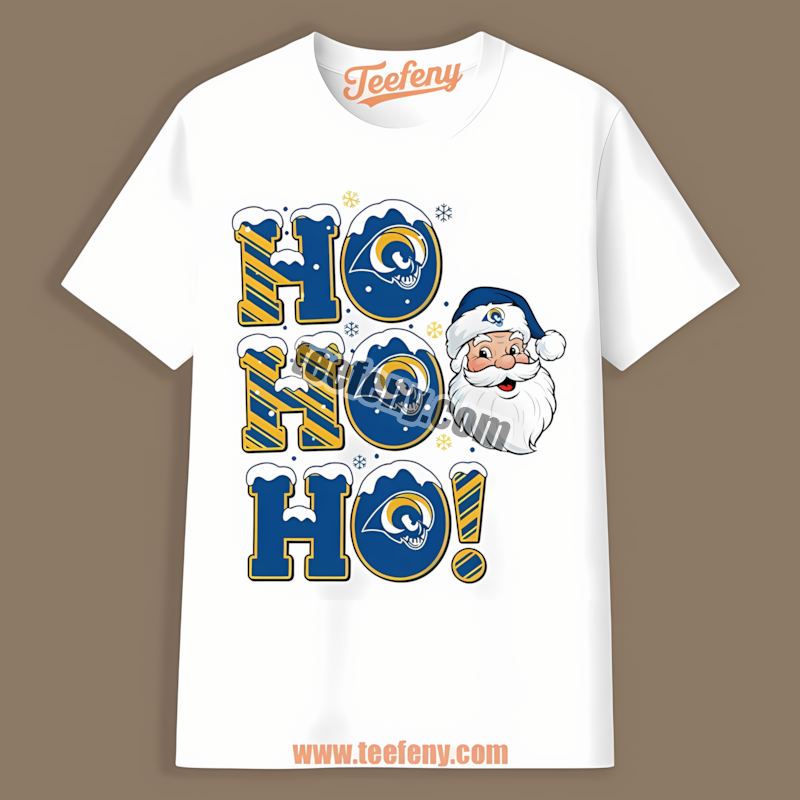 Los Angeles Rams Ho Ho Ho Santa Christmas Fan Shirt