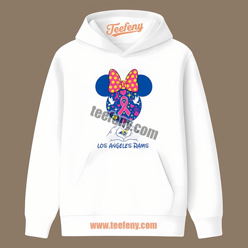 Los Angeles Rams Minnie Mouse Breast Cancer Awareness Fan Hoodie Los Angeles Rams Minnie Mouse Breast Cancer Awareness Fan Hoodie