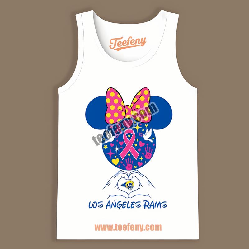 Los Angeles Rams Minnie Mouse Breast Cancer Awareness Fan Tanktop Los Angeles Rams Minnie Mouse Breast Cancer Awareness Fan Tanktop