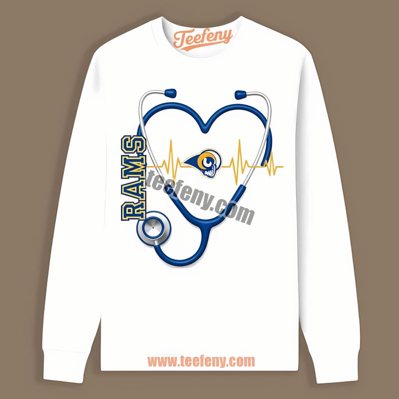 Los Angeles Rams Nurse Heartbeat Classic Fan Long Sleeve Los Angeles Rams Nurse Heartbeat Classic Fan Long Sleeve