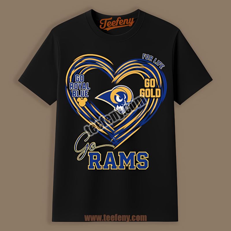 Los Angeles Rams Royal Blue Go Gold Heart Fan Shirt