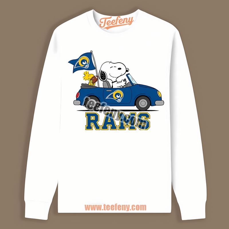 Los Angeles Rams Snoopy Driving Car Vintage Long Sleeve Los Angeles Rams Snoopy Driving Car Vintage Long Sleeve