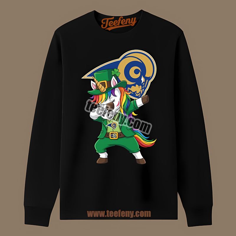Los Angeles Rams St Patricks Day Vs Dabbing Unicorn Regular Long Sleeve Los Angeles Rams St Patricks Day Vs Dabbing Unicorn Regular Long Sleeve