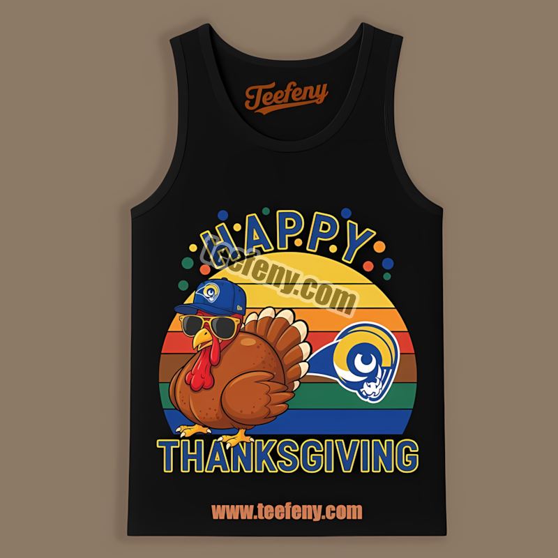 Los Angeles Rams Thanksgiving Turkey Retro Tanktop Los Angeles Rams Thanksgiving Turkey Retro Tanktop