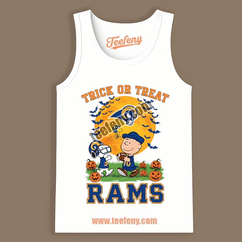 Los Angeles Rams Vintage Trick Or Treat Charlie Brown Snoopy Halloween Tanktop Los Angeles Rams Vintage Trick Or Treat Charlie Brown Snoopy Halloween Tanktop