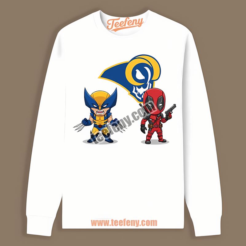 Los Angeles Rams Wolverine Deadpool Superhero Regular Long Sleeve Los Angeles Rams Wolverine Deadpool Superhero Regular Long Sleeve