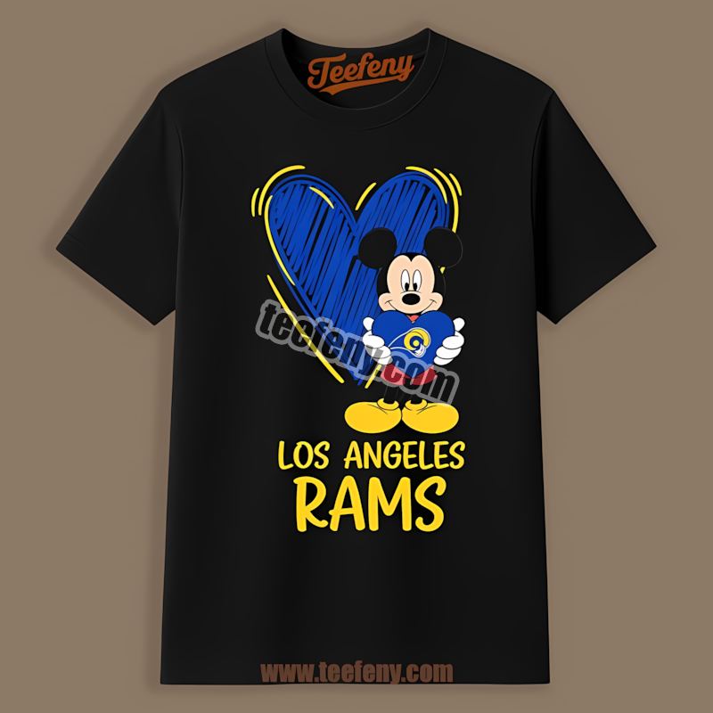 Mickey Heart Los Angeles Rams Adults Shirt