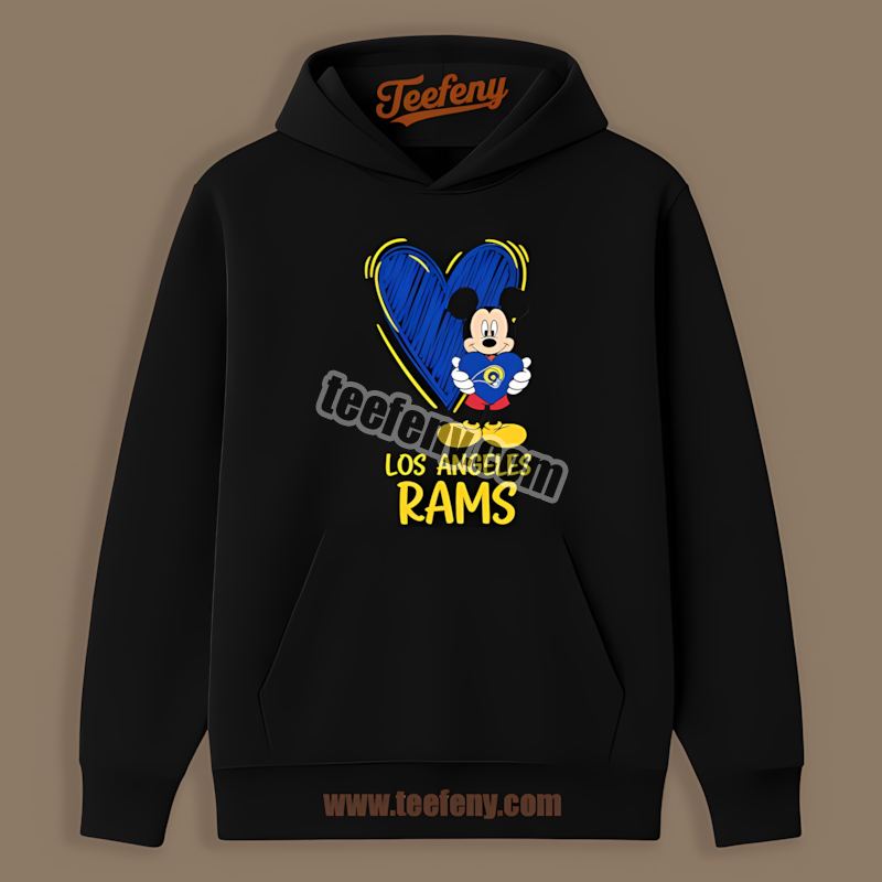 Mickey Heart Los Angeles Rams Adults Hoodie Mickey Heart Los Angeles Rams Adults Hoodie