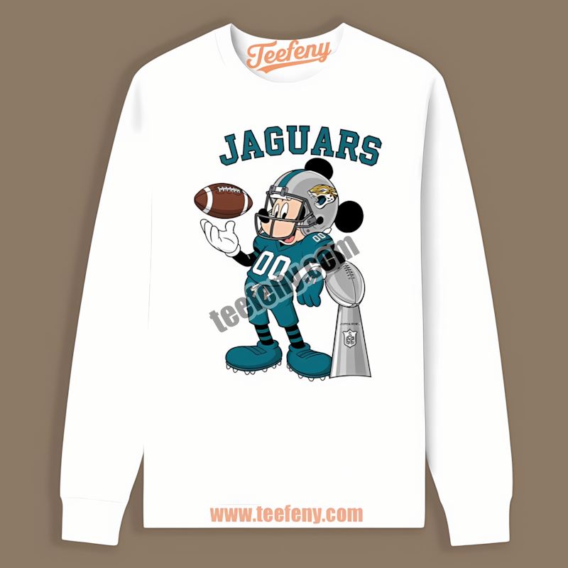 Mickey Super Bowl Football Jacksonville Jaguars Adults Long Sleeve Mickey Super Bowl Football Jacksonville Jaguars Adults Long Sleeve
