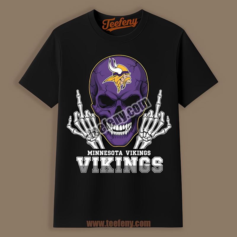 Middle Finger Skull Minnesota Vikings Attitude Retro Shirt