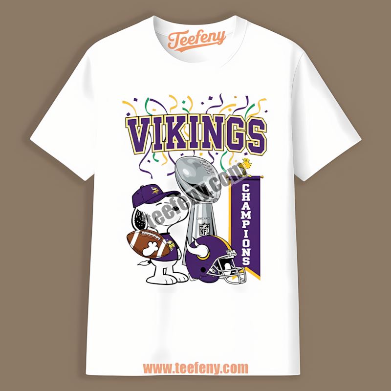Minnesota Vikings Champions Snoopy Celebration Cartoon Unisex Shirt