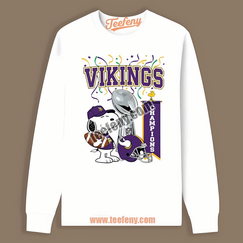 Minnesota Vikings Champions Snoopy Celebration Cartoon Unisex Long Sleeve Minnesota Vikings Champions Snoopy Celebration Cartoon Unisex Long Sleeve