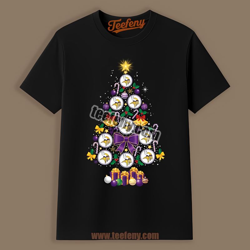 Minnesota Vikings Christmas Tree Logo Festive Vintage Shirt