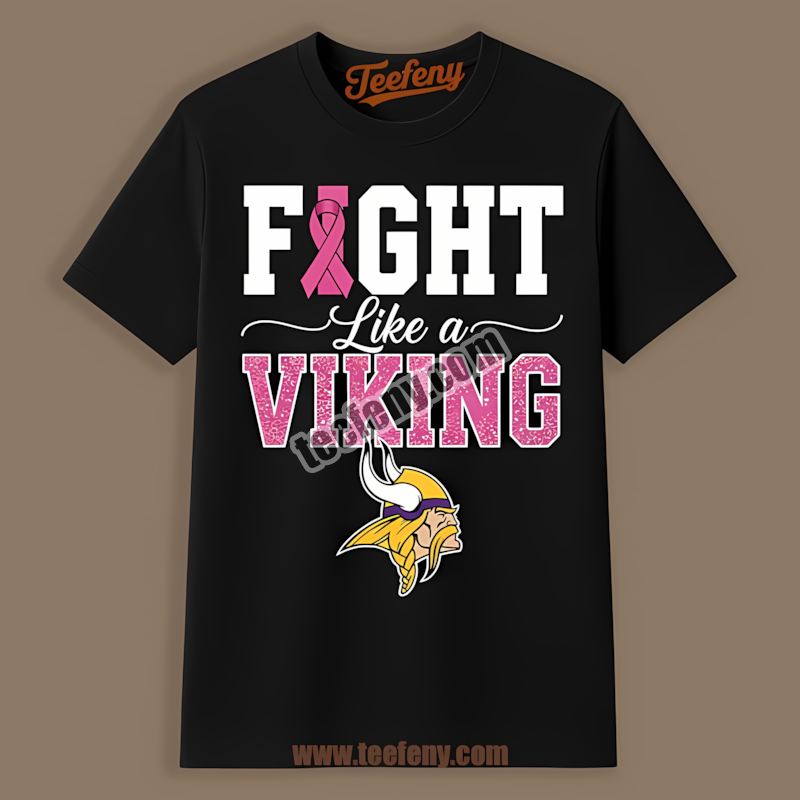 Minnesota Vikings Fight Like A Cowboy Pink Cancer Awareness Adults Shirt