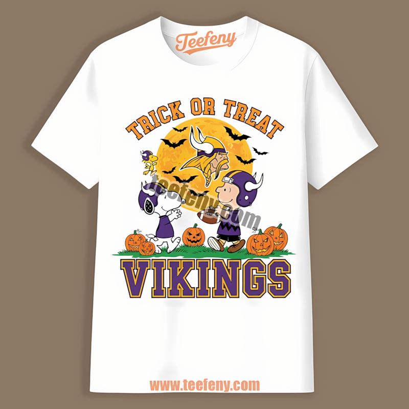Minnesota Vikings Halloween Charlie Brown Snoopy Trick Regular Shirt