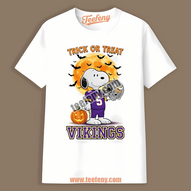 Minnesota Vikings Halloween Snoopy Trick Or Treat Festive Classic Shirt