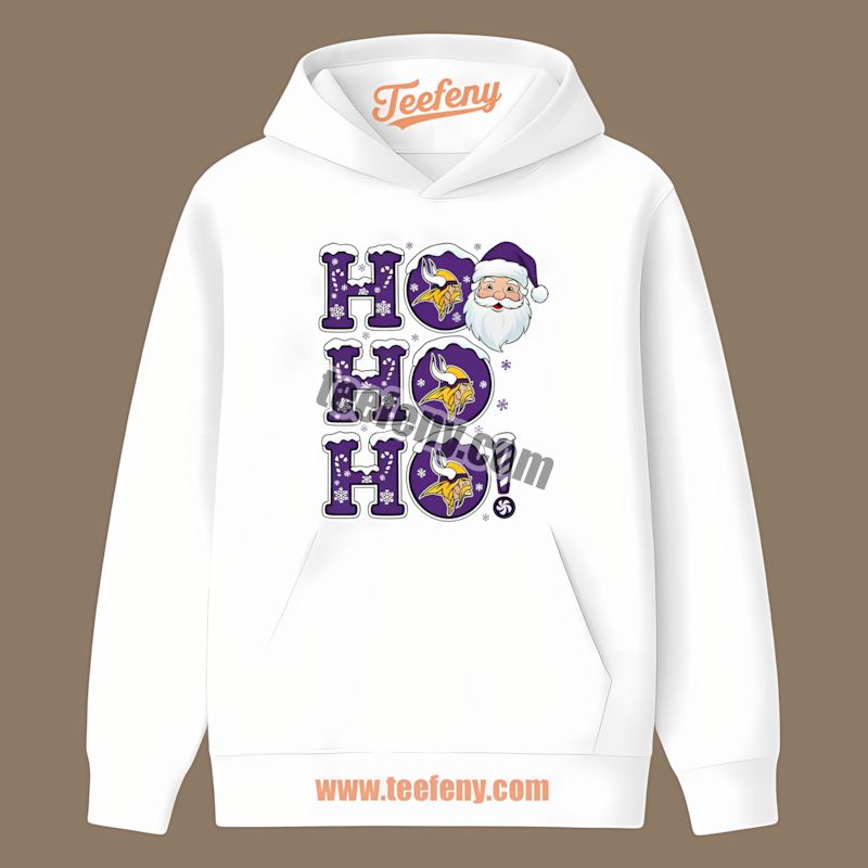 Minnesota Vikings Ho Ho Ho Santa Cheer Christmas Cotton Hoodie Minnesota Vikings Ho Ho Ho Santa Cheer Christmas Cotton Hoodie