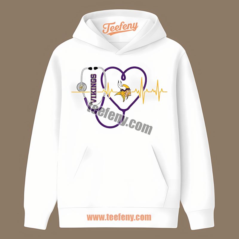 Minnesota Vikings Nurse Heartbeat Health Graphic Hoodie Minnesota Vikings Nurse Heartbeat Health Graphic Hoodie