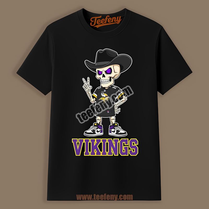 Minnesota Vikings Skeleton Cowboy Western Regular Shirt