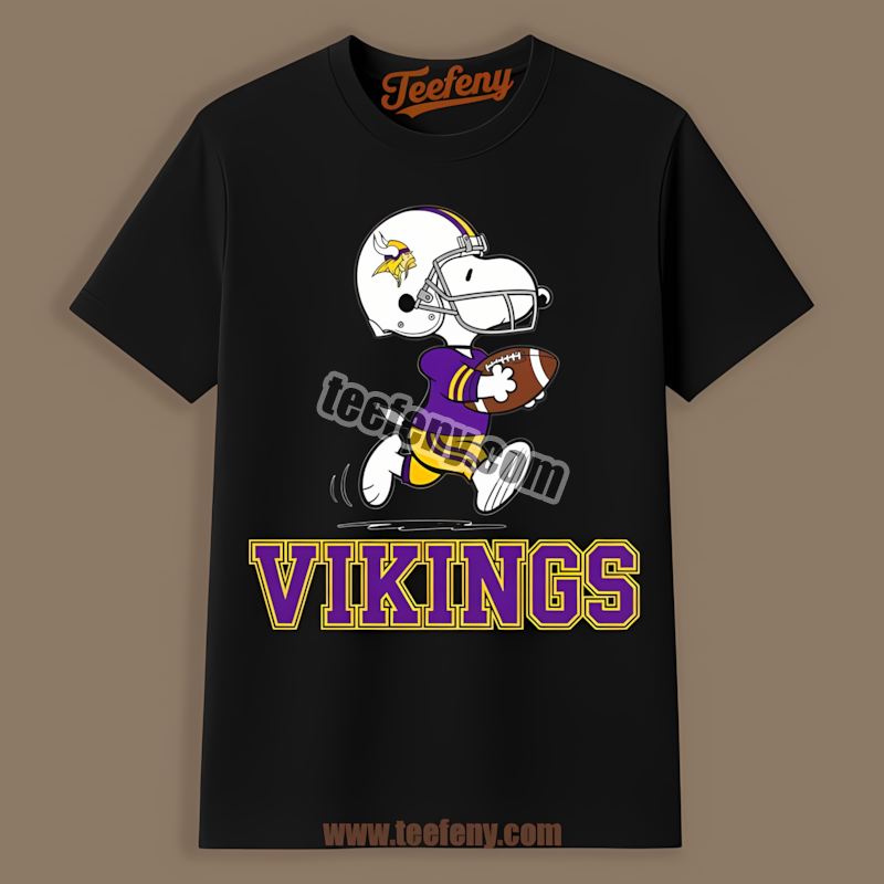 Minnesota Vikings Snoopy Driving Car Cartoon Cotton Shirt