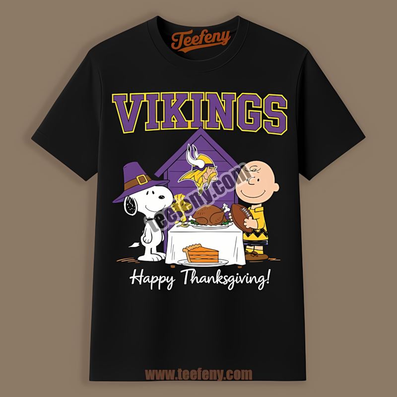 Minnesota Vikings Snoopy Thanksgiving Festive Cotton Shirt