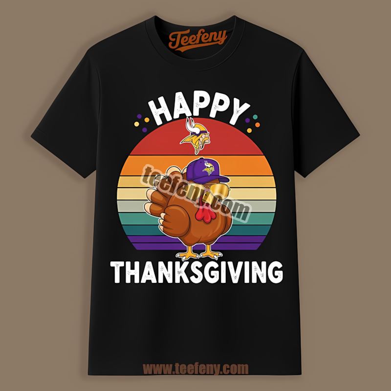 Minnesota Vikings Thanksgiving Turkey Family Adults Shirt