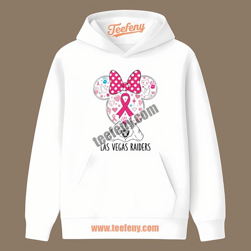 Minnie Mouse Breast Cancer Awareness Las Vegas Raiders Adults Hoodie Minnie Mouse Breast Cancer Awareness Las Vegas Raiders Adults Hoodie