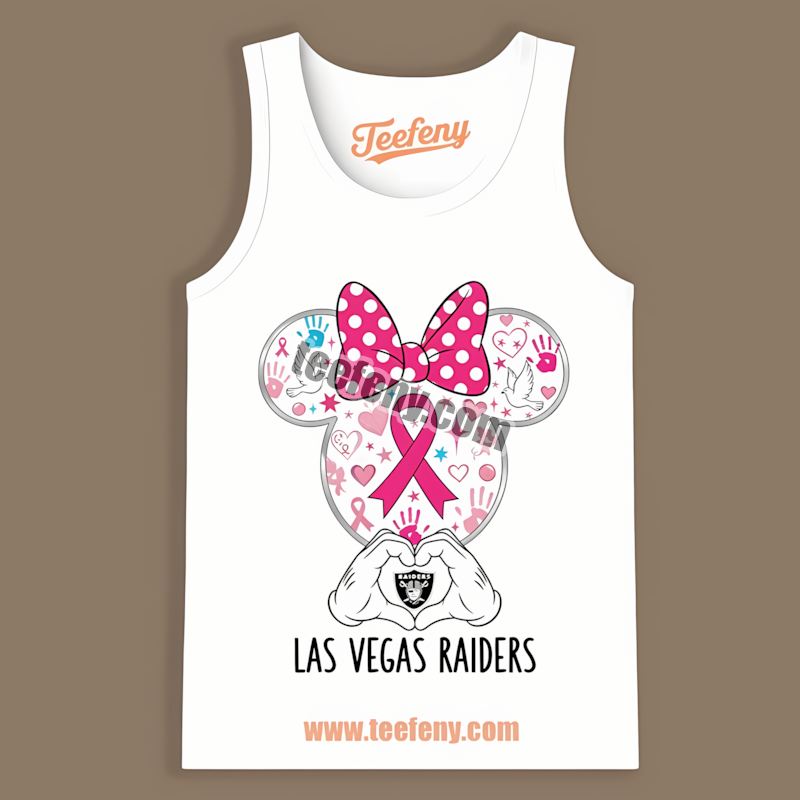 Minnie Mouse Breast Cancer Awareness Las Vegas Raiders Adults Tanktop Minnie Mouse Breast Cancer Awareness Las Vegas Raiders Adults Tanktop