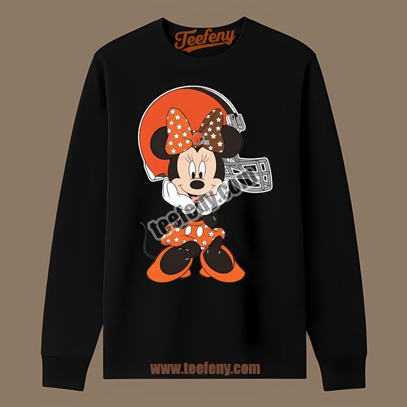 Minnie Mouse Cleveland Browns Star Holiday Long Sleeve Minnie Mouse Cleveland Browns Star Holiday Long Sleeve