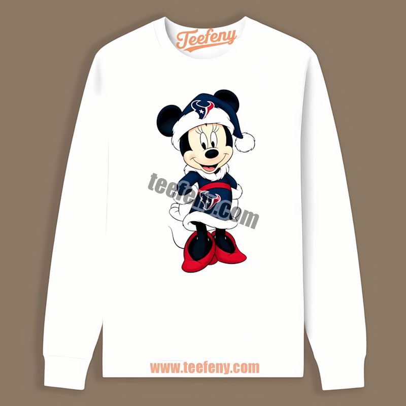 Minnie Mouse Houston Texans Christmas Adults Long Sleeve Minnie Mouse Houston Texans Christmas Adults Long Sleeve
