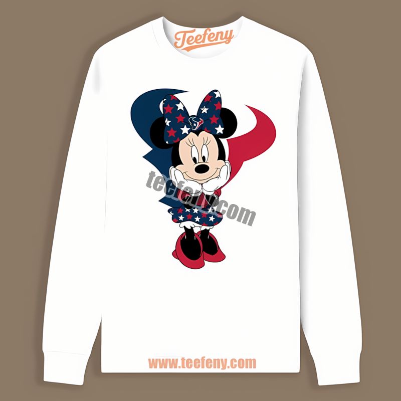 Minnie Mouse Houston Texans Star Adults Long Sleeve Minnie Mouse Houston Texans Star Adults Long Sleeve
