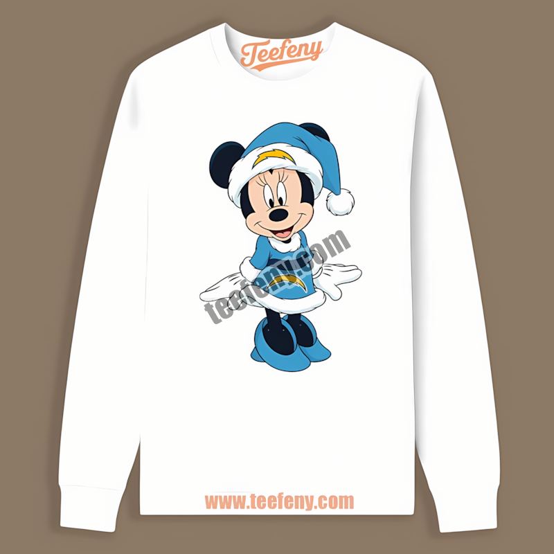 Minnie Mouse Los Angeles Chargers Christmas Holiday Vintage Long Sleeve Minnie Mouse Los Angeles Chargers Christmas Holiday Vintage Long Sleeve