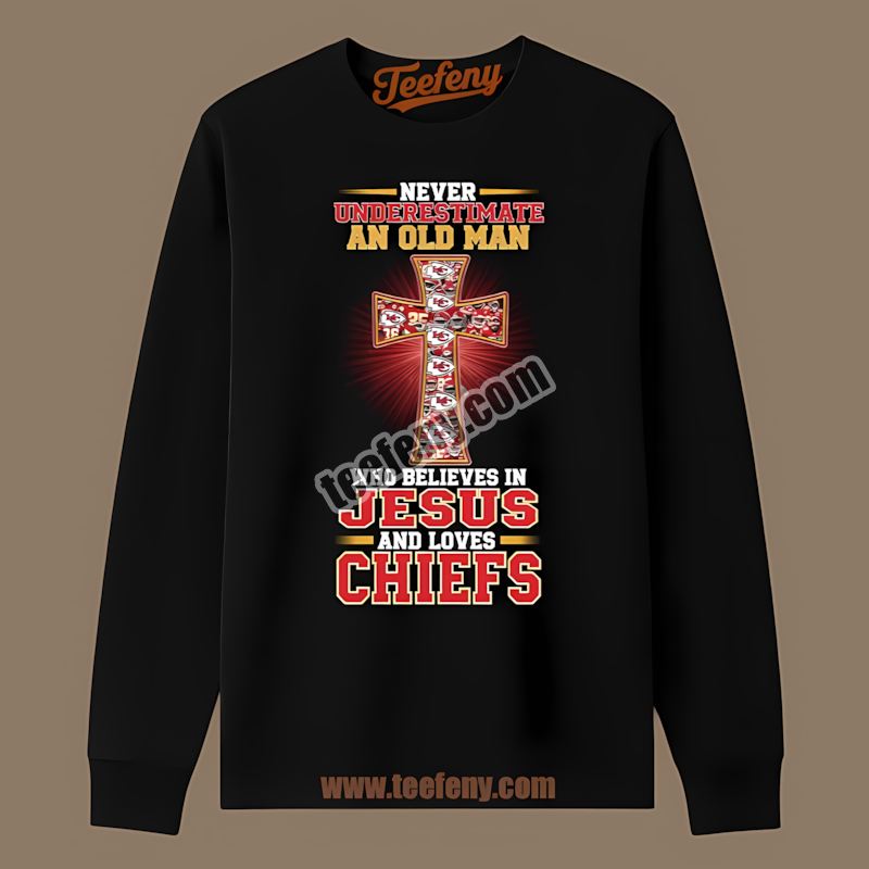 Never Underestimate An Old Man Kansas City Chiefs Retro Long Sleeve Never Underestimate An Old Man Kansas City Chiefs Retro Long Sleeve