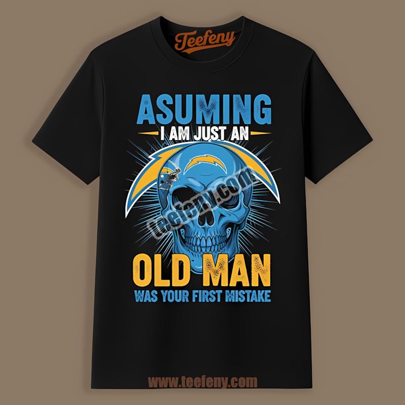 Old Man Skull Los Angeles Chargers Graphic Cotton Shirt