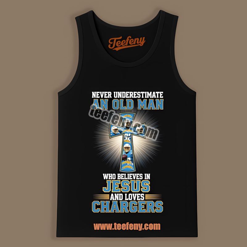 Old Man With Faith Los Angeles Chargers Jesus Retro Tanktop Old Man With Faith Los Angeles Chargers Jesus Retro Tanktop