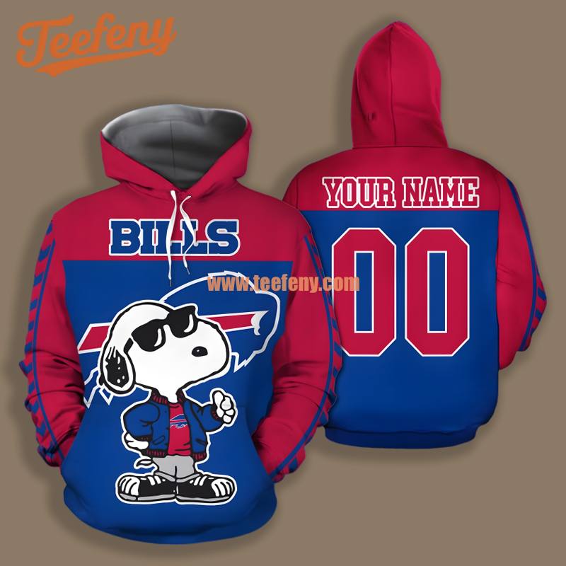 Personalized Snoopy Buffalo Bills Red Blue 3D Graphic Shirt Hoodie