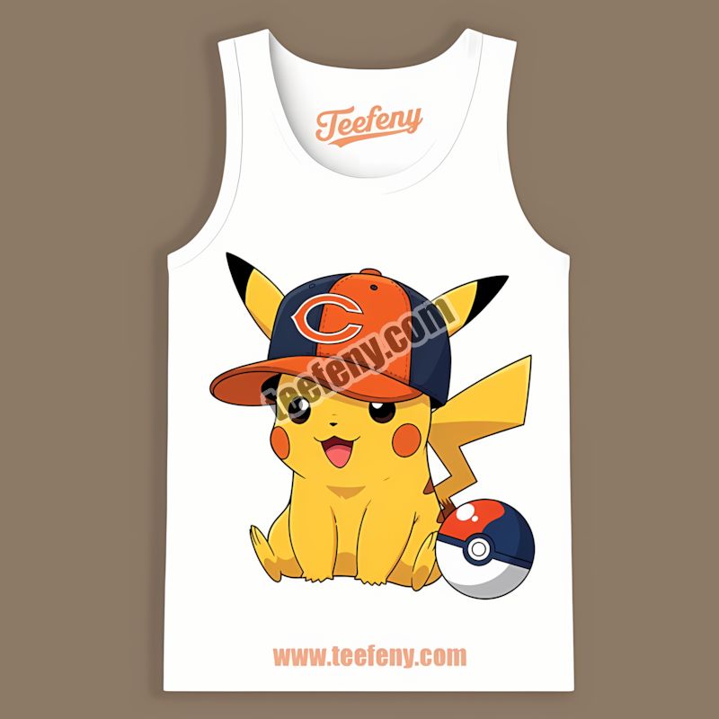 Pikachu Wearing Chicago Bears Hat Sports Tanktop Pikachu Wearing Chicago Bears Hat Sports Tanktop