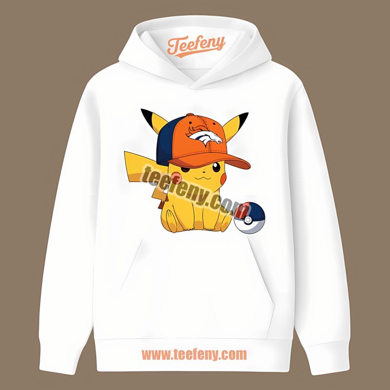 Pikachu Wearing Denver Broncos Hat Retro Hoodie Pikachu Wearing Denver Broncos Hat Retro Hoodie