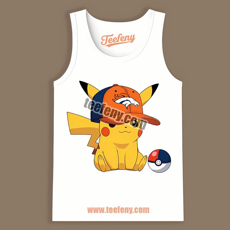 Pikachu Wearing Denver Broncos Hat Retro Tanktop Pikachu Wearing Denver Broncos Hat Retro Tanktop
