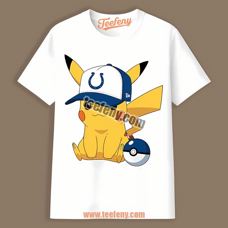 Pikachu Wearing Hat Indianapolis Colts Shirt