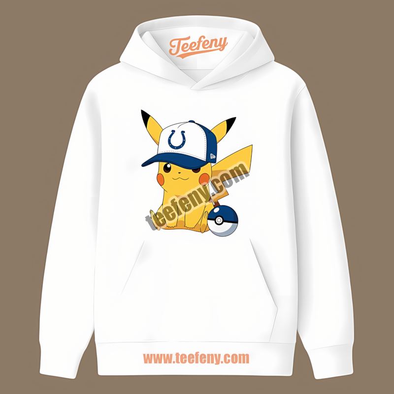 Pikachu Wearing Hat Indianapolis Colts Hoodie Pikachu Wearing Hat Indianapolis Colts Hoodie