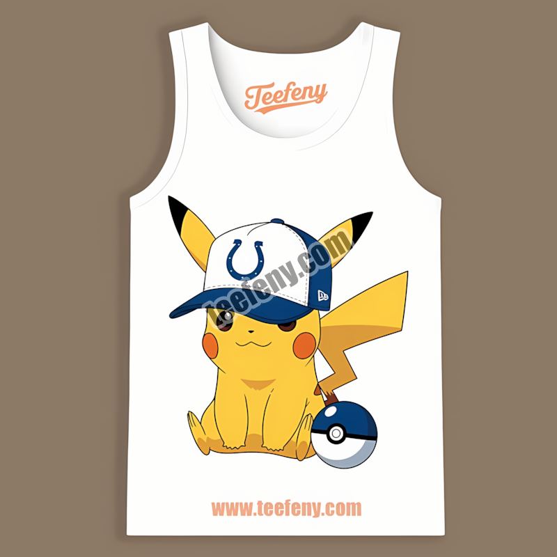 Pikachu Wearing Hat Indianapolis Colts Tanktop Pikachu Wearing Hat Indianapolis Colts Tanktop