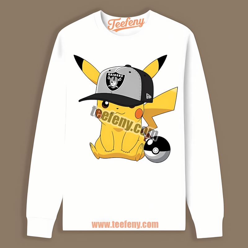 Pikachu Wearing Hat Las Vegas Raiders Long Sleeve Pikachu Wearing Hat Las Vegas Raiders Long Sleeve