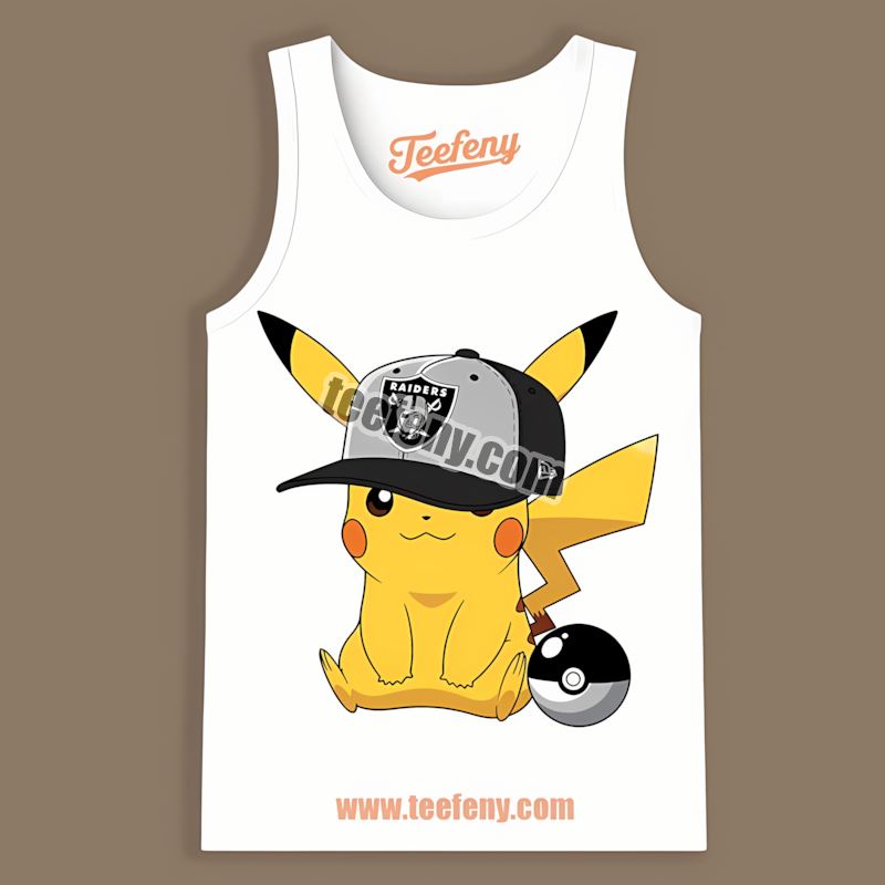 Pikachu Wearing Hat Las Vegas Raiders Tanktop Pikachu Wearing Hat Las Vegas Raiders Tanktop