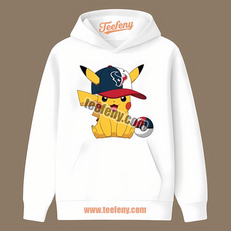 Pikachu Wearing Houston Texans Hat Regular Hoodie Pikachu Wearing Houston Texans Hat Regular Hoodie