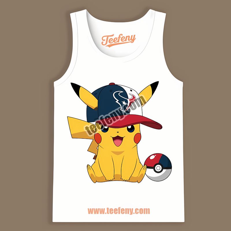 Pikachu Wearing Houston Texans Hat Regular Tanktop Pikachu Wearing Houston Texans Hat Regular Tanktop