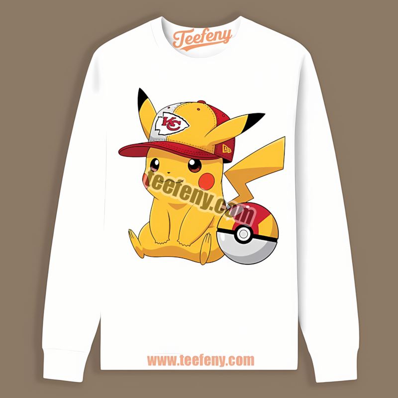 Pikachu Wearing Kansas City Chiefs Hat Unisex Long Sleeve Pikachu Wearing Kansas City Chiefs Hat Unisex Long Sleeve