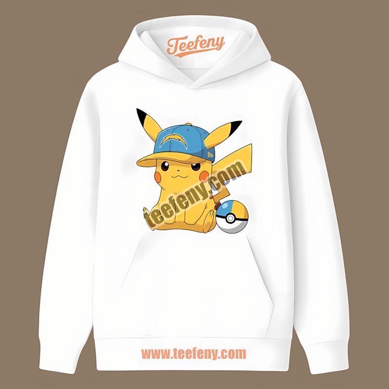 Pikachu Wearing Los Angeles Chargers Hat Color Hoodie Pikachu Wearing Los Angeles Chargers Hat Color Hoodie