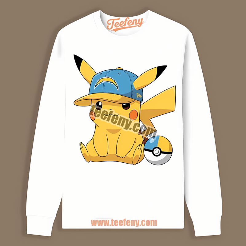 Pikachu Wearing Los Angeles Chargers Hat Color Long Sleeve Pikachu Wearing Los Angeles Chargers Hat Color Long Sleeve