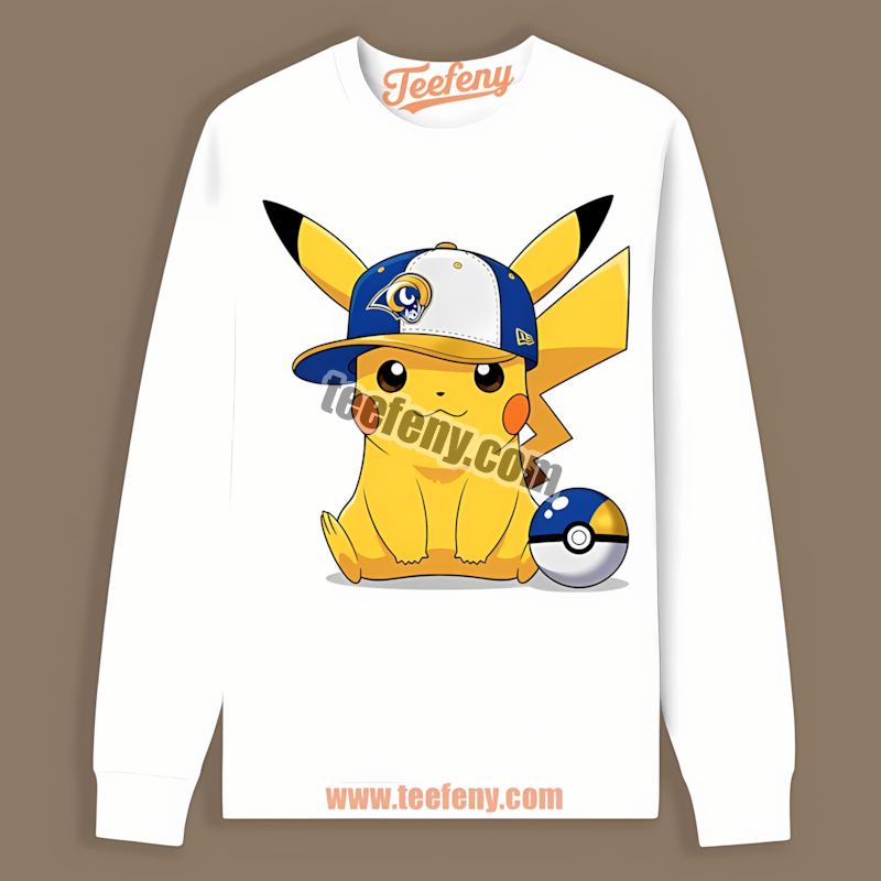 Pikachu Wearing Los Angeles Rams Hat Classic Long Sleeve Pikachu Wearing Los Angeles Rams Hat Classic Long Sleeve